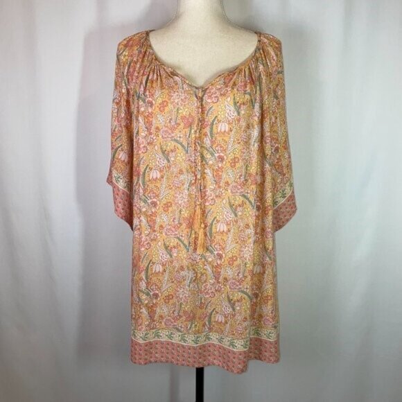 Cynthia Rowley Dresses & Skirts - Cynthia Rowley Floral Tunic Mini Dress Flowy Boho 3/4 Sleeves Size M